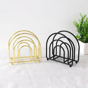 Porte-serviettes vertical en fer forgé à trois compartiments pour hôtel, café, table, rangement de serviettes en papier - Product Image 4