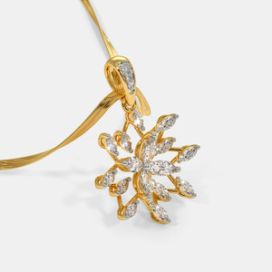 Collar con Colgante de Diamante Cultivado en Laboratorio con Diseño Floral de Estrella en Oro Amarillo - Product Image 4