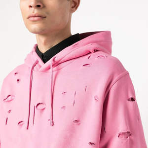 Nouveau Sweat à Capuche Homme Tendance Uni Manches Longues Logo Imprimé Oversize 2025 Pull Déchiré 100% Coton Tissu Confortable - Product Image 3