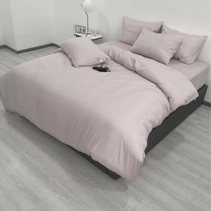 Ensemble de housse de couette simple, bleu clair uni, 3 pièces, coton tissé, pour usage domestique, lavable en machine - Product Image 3