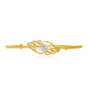 Bracelet jonc en or jaune avec diamants ronds brillants cultivés en laboratoire, design romantique pour femme, à porter au quotidien - Product Image 2
