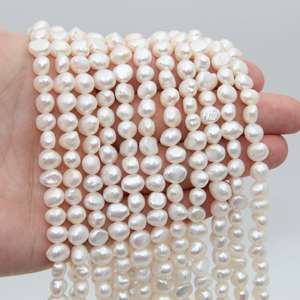 Perlas naturales de agua dulce en forma de pepita, cuentas redondas de 7-8 mm, perlas barrocas cultivadas, cuentas de piedras preciosas para la fabricación de joyas, collares y pulseras. - Product Image 5
