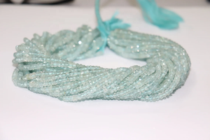 Natural Blue Aquamarine Faceted Rondelle Beads Strand of Aquamarine Rondelle Beads - Product Image 2