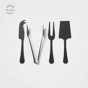 Matte black stainless steel cheese knife set with sleek modern design for smooth slicing elegant serving and stylish - Product Image 1