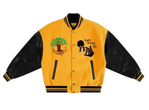 Chaqueta universitaria de béisbol con parche de chenilla amarillo personalizado de alta calidad, chaqueta Letterman corta para hombre a buen precio. - Product Image 3