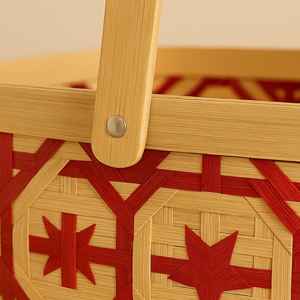 Panier de pique-nique carré en bambou tissé à la main avec poignée |   Panier de rangement écologique pour articles divers pour la décoration de la maison |   Conception personnalisée en gros - Product Image 6