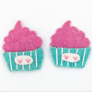 Handmade <b>Wool</b> Felt Love Cupcake – Stitched Play Food Cake Toy, Valentine Gift, Birthday Decor, Fair Trade Ethical <b>Craft</b> - Product Image 1