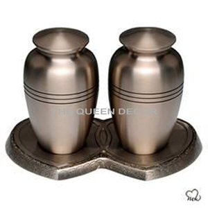 Urna Funeraria Moderna de Latón con Bandeja en Forma de Corazón, Color Plateado, para Cenizas de Parejas, al Mejor Precio - Product Image 1