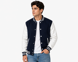 Varsity <b>Jacket</b> Custom Premium wool & leather sleeves Personalized with your name on front Classic fit cozy and iconic style OEM - Product Image 2