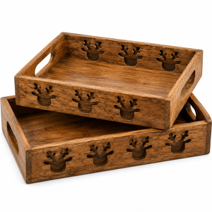 Bandeja de Servir de Madera de Mango, Juego de Bandejas Decorativas con Recorte de Conejo para Pascua, Decoración para el Hogar y la Cocina - Product Image 5