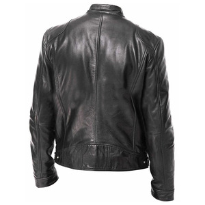 Men's Spring Autumn <b>Slim</b>-<b>Fit</b> Motorcycle Leather <b>Jacket</b> XS Cross-Border Fashion Stand New Zipper Plain Dyed Coated <b>jacket</b> for men - Product Image 5