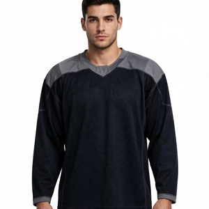 AMKOOR ENTERPRISES AE-IH-03 Jersey de hockey sobre hielo negro para hombre, poliéster transpirable, manga larga, ropa deportiva para adultos, para todas las estaciones - Product Image 1