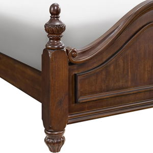 Cama King Conala hecha de madera maciza de caoba de alta calidad con color marrón oscuro para uso en dormitorio. - Product Image 5