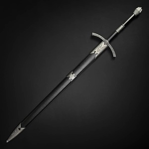 Réplique d'épée médiévale de croisé en acier à haute teneur en carbone, utilisable d'une seule main, avec fourreau – Épée décorative de fantaisie pour LARP, Cosplay et - Product Image 2