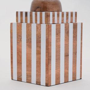 Chemin de table rectangulaire moderne en bois, rayé noir et blanc, pour salon, hôtel, villa - Product Image 4