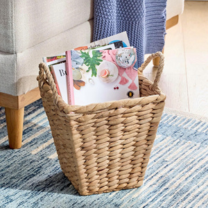 Panier conique en jacinthe d'eau tressé à la main avec poignées en boucle, panier de rangement en jacinthe d'eau pour l'organisation du linge - Product Image 3