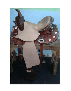 อานม้าหนังแท้สีน้ำตาลคุณภาพพรีเมียมสำหรับขี่ม้าแบบตะวันตก ผลิตโดยผู้ผลิตและผู้ส่งออกชาวอินเดีย ทนทานและสวยงาม - Product Image 3