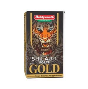 Cápsulas de extracto herbal Shilajit Forte con oro, cultivo silvestre, fórmula ayurvédica, potenciador natural de vitalidad, cuidado de bienestar. - Product Image 1