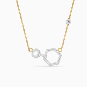 จี้เพชรทรงหกเหลี่ยมทันสมัย น้ำหนัก 0.39 กะรัต ที่สวยงามน่าทึ่ง ผลิตจากเพชรที่เพาะเลี้ยงในห้องปฏิบัติการ ตัวเรือนทำจากทองคำ 9K สีเหลือง ขาว และโรสโกลด์ - Product Image 3