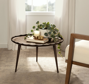 Nueva mesa de centro con acabado de bronce en forma redonda de Metal Vintage real con patas sala de estar dormitorio decorar mesa central para el hogar - Product Image 1