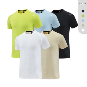 เสื้อยืดโพลีเอสเตอร์ 100% แห้งเร็ว เสื้อผ้าออกกำลังกาย เสื้อเพาะกาย เสื้อยืดยืดหยุ่นสำหรับออกกำลังกาย เสื้อยืดกีฬาสำหรับผู้ชาย - Product Image 4