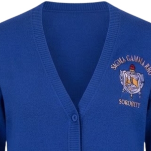 Cardigan classique SGRho pour femmes, pull en tricot à col en V avec boutons brodés sur mesure, vêtements décontractés pour sororité, mode décontractée - Product Image 3