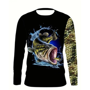Camiseta de pesca de manga larga para hombre, cómoda, para actividades al aire libre, con protección UV. - Product Image 1
