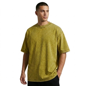 Camiseta Vintage de Algodón Grueso con Lavado Ácido, Corte Holgado, Estilo Urbano, Informal y a la Moda - Product Image 1