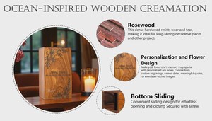 Urna de cremación de madera con diseño de mariposa y rosa, recuerdo conmemorativo hecho a mano para cenizas humanas, tamaño mediano 9x5.5, caja para urna. - Product Image 5