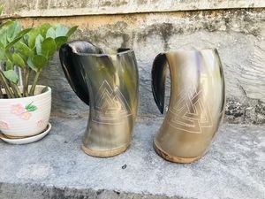 Drinking Beer Horn Mug Food Safe Sustainable Viking Drinking Horn Beer Mug Drinking Horn Mug for Medieval/Norse Parties - Product Image 3