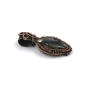Colgante de Labradorita en Forma de Corazón con Alambre, Bañado en Rodio Negro y Cobre, Venta al Por Mayor |   Proveedor de Joyería Bohemia Hecha a Mano con Piedras Preciosas - Product Image 2