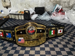 Ceinture de champion du monde poids lourd NWA en laiton avec plaques de 2 mm et drapeaux personnalisés - Product Image 3