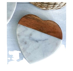 Dessous de verre en bois naturel et mangue en marbre fabriqué en Inde - Product Image 1