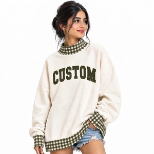 Fabricante de Ropa ODM: Suéter Oversize de Cuello Alto para Mujer, Ligero, de Algodón y Felpa, Corte Holgado, Puños Acanalados - Product Image 1