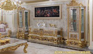 Meuble TV en finition métallique pour salon, style français, meuble TV sculpté à la main avec armoire, meuble TV sculpté à la main classique, Australie - Product Image 3