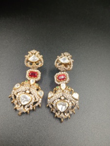 Pendientes de Araña Vintage Chapados en Oro de 22k con Cristal Tallado en Forma de Corazón y Piedra Roja, Joyería de Boda para Mujer - Product Image 5