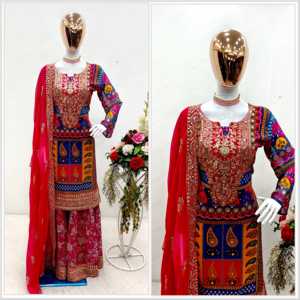 Top de soirée pour femmes de créateur-Sarara avec Dupatta Set Tenue de soirée élégante - Product Image 2