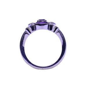 Bague classique pour femme en argent sterling 925 plaqué argent, ornée d'améthyste et de topaze blanche, idéale pour les mariages - Product Image 2