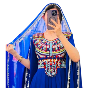 Afghan Kuchi Dress Handmade Pashtun Embroidered Lace Long Sleeves Women's Afghani Style Festival <b>Wedding</b> Afghan Kuchi Dress - Product Image 4