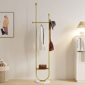 Appendiabiti Autoportante in Metallo Dorato con Base in Marmo, Appendiabiti Multiuso per Camera da Letto e Conservazione Cappelli - Product Image 1