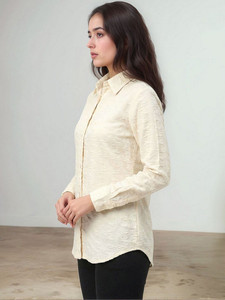 Camisetas de Mujer de Alta Calidad, Cuello Redondo, Manga Larga, Color Blanco, Tejido de Algodón Peinado, Estilo Casual - Product Image 4