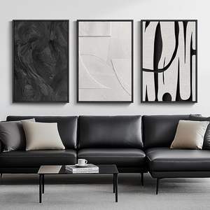 Arte Abstracto en Blanco y Negro para Sala de Estar, Impresiones en Lienzo de 3 Piezas, Cuadros Decorativos para Pared, 24x36 Pulgadas - Product Image 3