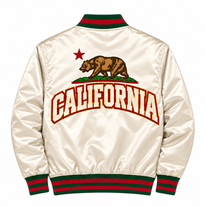 Blouson Bomber en Satin Personnalisé pour Homme, Broderie Lettres California, Manches Côtelées, Fournisseur Populaire - Product Image 2