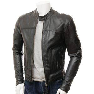 <b>Men's</b> High Quality Canvas Quick Dry Casual Winter Stand Collar Leather <b>Jacket</b> Top Selling High Street Style Front Logo - Product Image 1