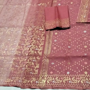 Exclusivo RED Deshi Dhakai Jamdani Sharee exportable para mujer JAMDANI FABRIC Blue Marron GREEN Golden Sky Blue de Bangladesh - Product Image 2