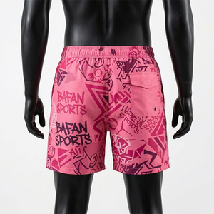 Short de bain pour homme en polyester à séchage rapide de qualité supérieure, vert menthe, côtés en mesh noir, impression intégrale, logo personnalisé - Product Image 3