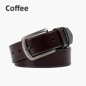 Men's Premium Quality Classic Casual Cow Hide Genuine Leather Belt Alloy <b>Square</b> <b>Adjustable</b> Length Eco-Friendly Heavy Duty - Product Image 6