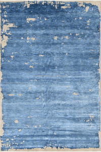 พรมสีฟ้าแบบถักด้วยมือสไตล์โบฮีเมียนใหม่นิวซีแลนด์ผ้าขนสัตว์ขนแกะลายดอกไม้ซักได้ตัดขนสำหรับบ้านและโรงแรมติดผนัง - Product Image 5