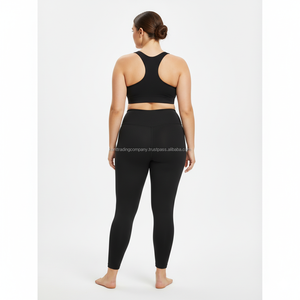 Plus Size Women Solid Front Yoga Set High Waist Leggings Sports <b>Bra</b> Gym Workout Stretch Fitness Activewear Quick Dry Breathable - Product Image 5