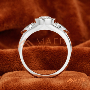 Modern 925 <b>Sterling</b> <b>Silver</b> Pear Cut Engagement <b>Ring</b> Bezel <b>Set</b> Three Stone Moissanite Diamond <b>Ring</b> for Women Teardrop Wedding - Product Image 4